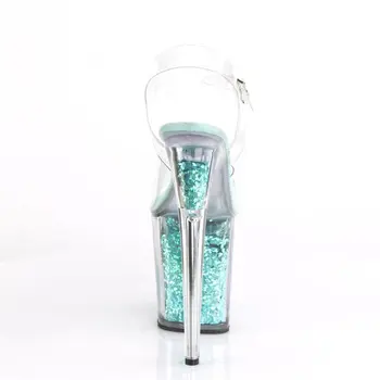 夏季水晶PVC女鞋鋼管舞蹈涼鞋20公分細高跟細高跟大碼亮片厚底高跟鞋 10 最佳銷售 水晶鞋 - №9