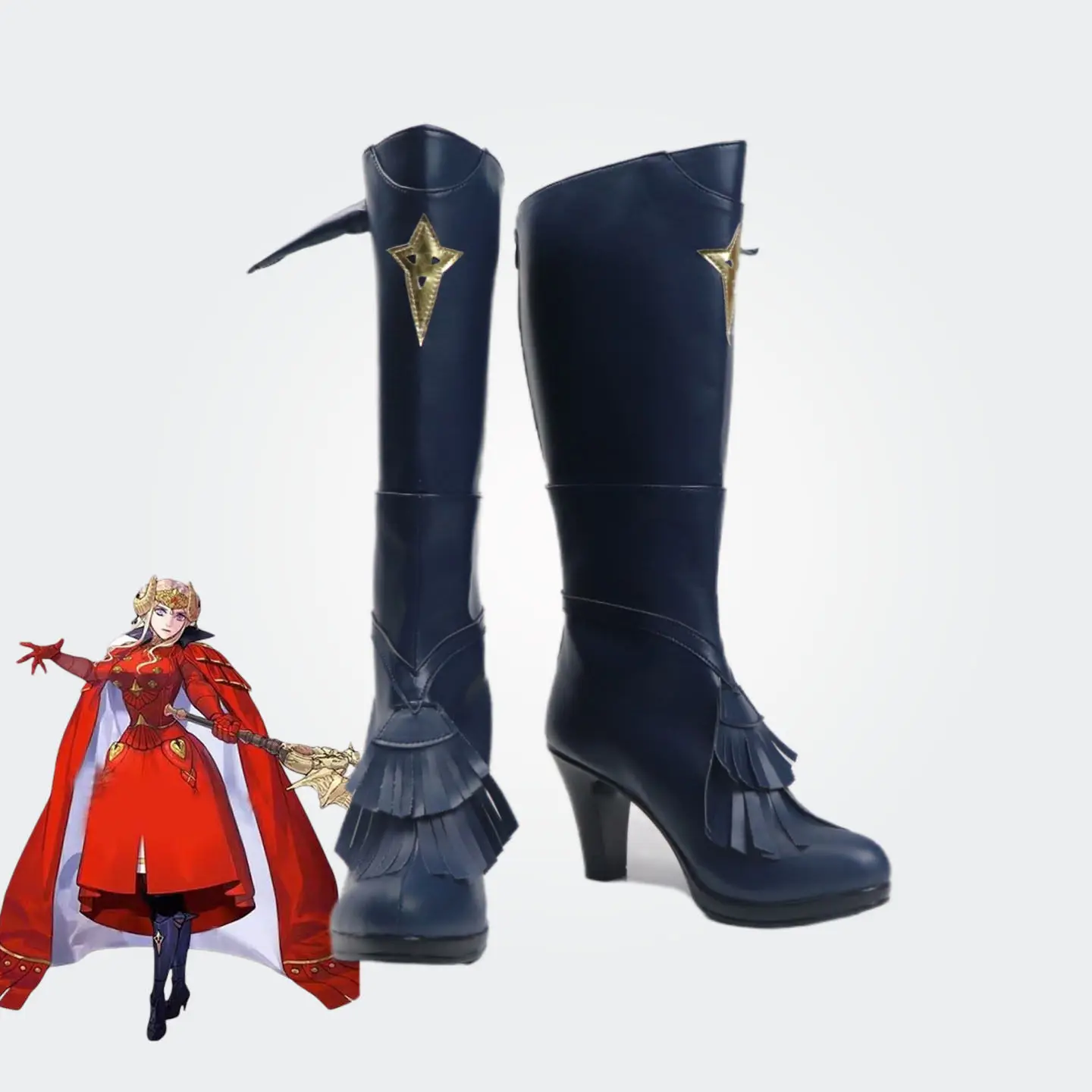 Fire Emblem Three Houses Edelgard von Hresvelg Cosplay Boots High Heel Blue Shoes