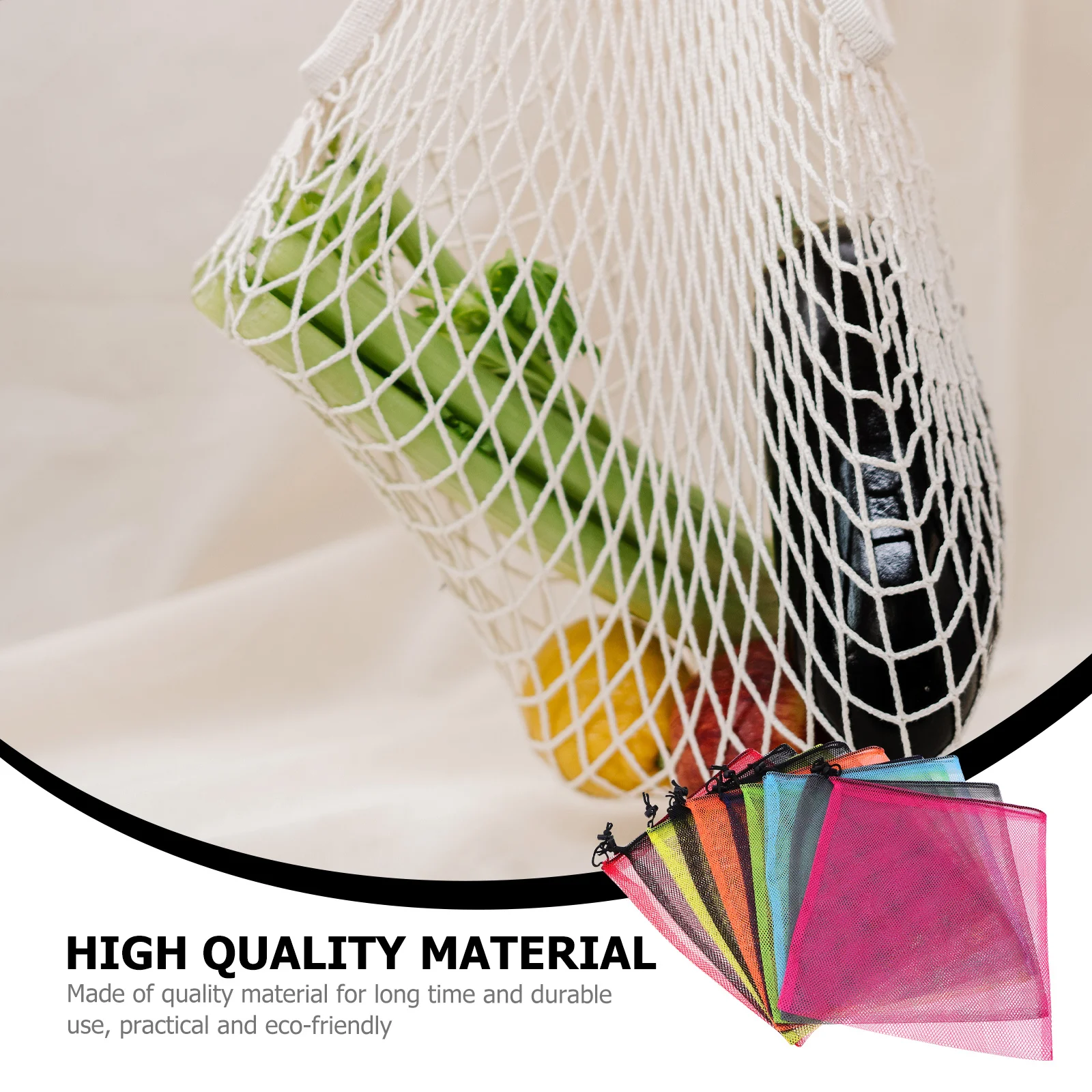 

10Pcs Mesh Drawstring Bags Nylon Shopping Bags for Fruit Vegetable Storage Eco-Friendly Household Use Portable Storage
