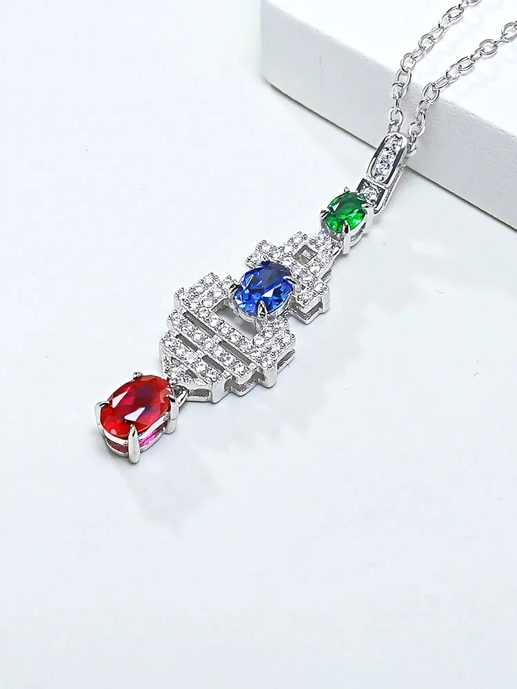 Seiko Light Luxury Fashion Colorful Treasure 925 Silver Pendant Inlaid with High Carbon Diamonds for a Retro and Premium Design