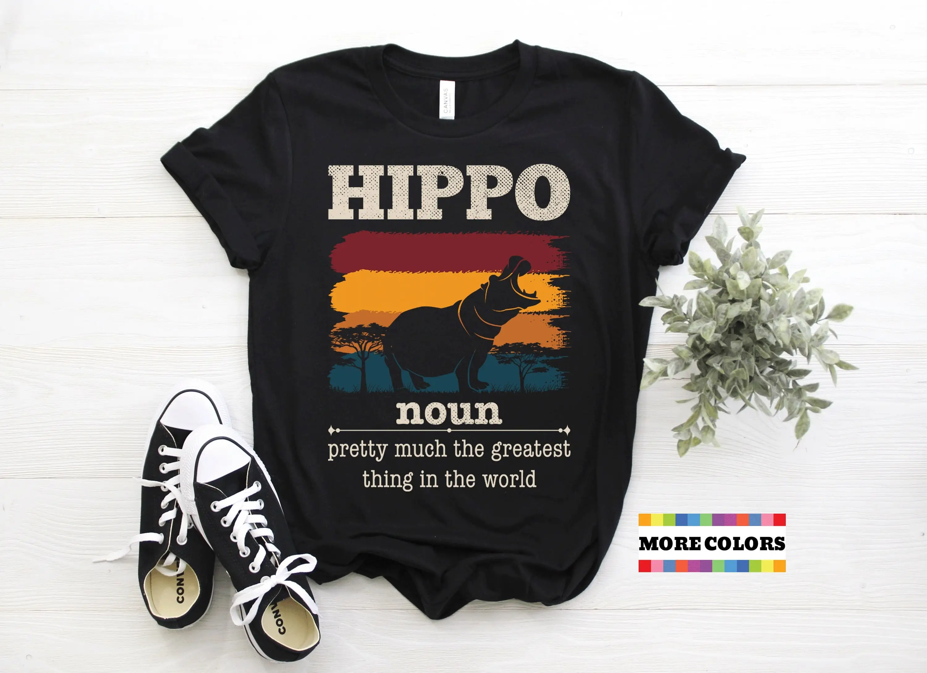 Retro Hippo T Shirt Cool Hippos African Animals Vintage Funny Hippopotamus Lover Costume Zoo Trip Birthday Present