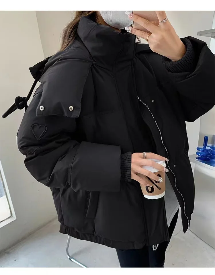 2024 Winter warm lässig lose Parkas Damen Daunen Baumwoll jacke Mäntel solide übergroße elegante weibliche weiche dicke Puffer Jacken