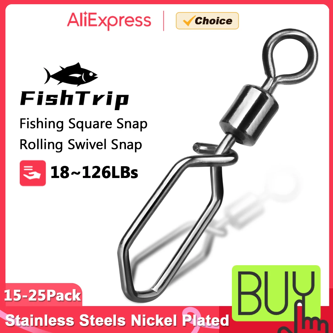 FishTrip 15–25 Stück Angelwirbel, Schnapp-Rollwirbel, Edelstahl, Angelverbinder, Terminal Tackle für Angeln und Jagd