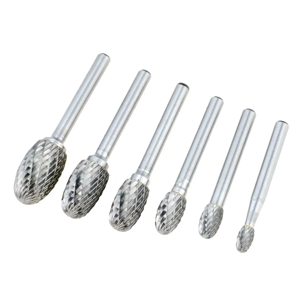 E-Type Alloy Rotary File Elliptical Double Thread Tungsten Steel Grinding Head Metal Jade Wood Electric Grinding Milling Cutter