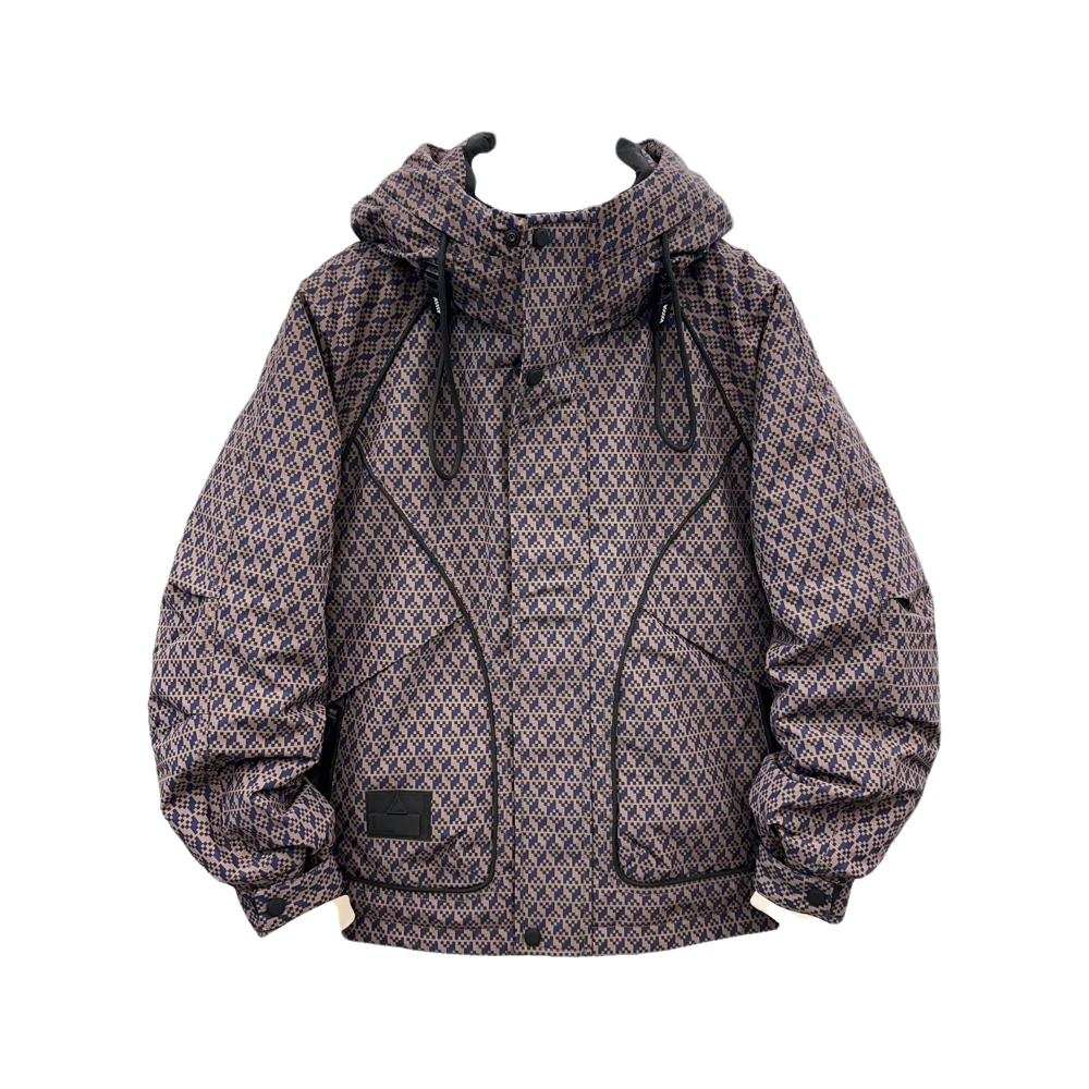 

Thiened down Jaet for Men Winter Workwear Hooded Coat Youth Faion Warm Polyester Fabric 3D Windproof Design White Du ...