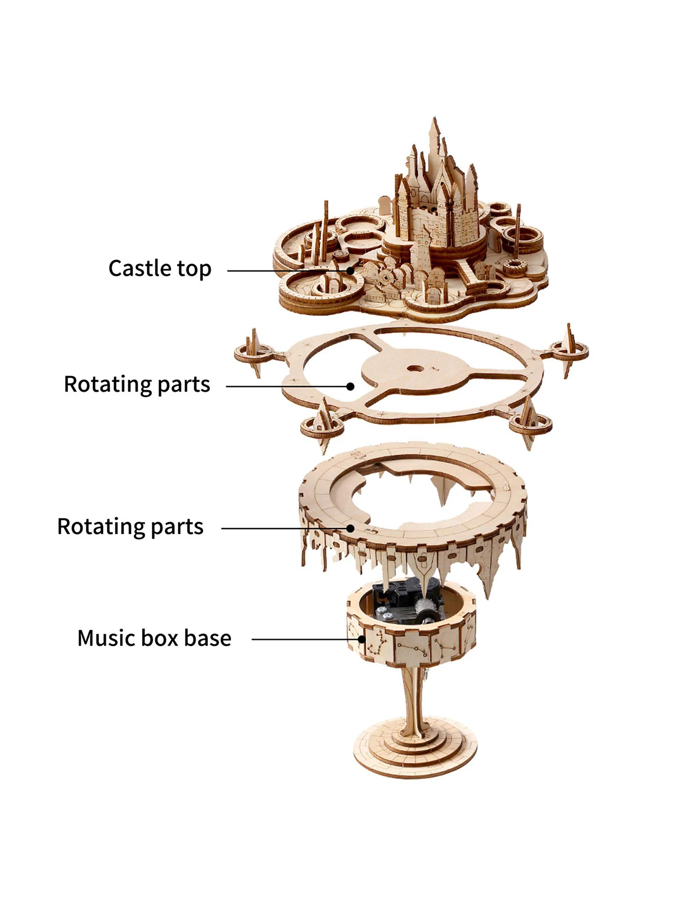 3D Wooden Puzzles Music Box Kits You are My Sunshine Castle Building Model DIY Crafts Birthday Gift for Girls or Women Age 14+
