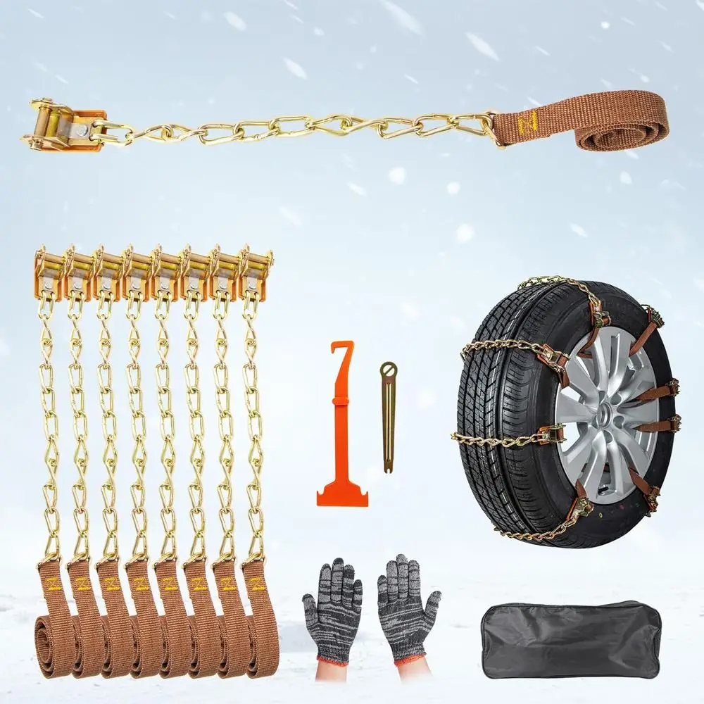

Adjustable Reusable Tire Chains for Pickup Trucks and SUVs, Anti-Slip Grip in Snow, Ice, Sand, Mud (Fits 165-285mm Tires)
