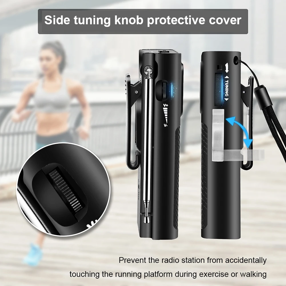 QL-955 Emergency Pocket Radio Receiver Portable Weather Radios FM/AM Dual Band MP3 Walkman Radios with Speaker 3.5mm Headphone