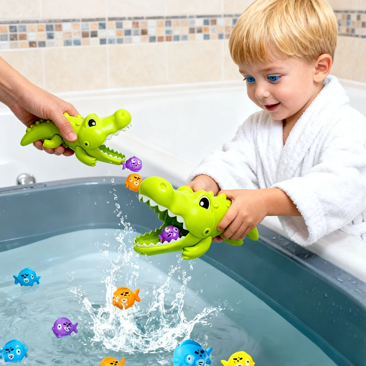 Big Crocodile Water Playset - Interactive and Educational Children's Bath Toys with Creative Design and Fun Feeding Actions