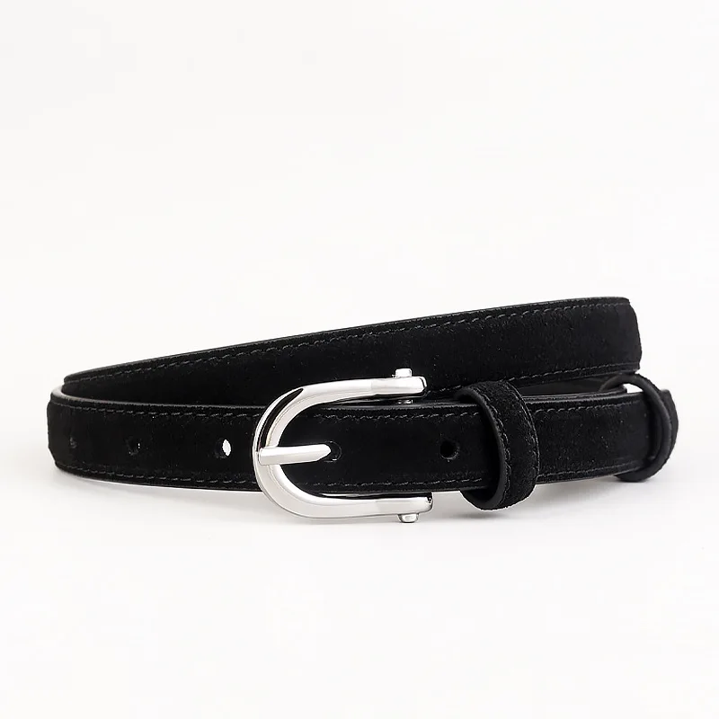 Women's Genuine Leather Suede Belt Minimalist Design Cowhide Reverse Suede Strap New Autumn Fashion Accessory