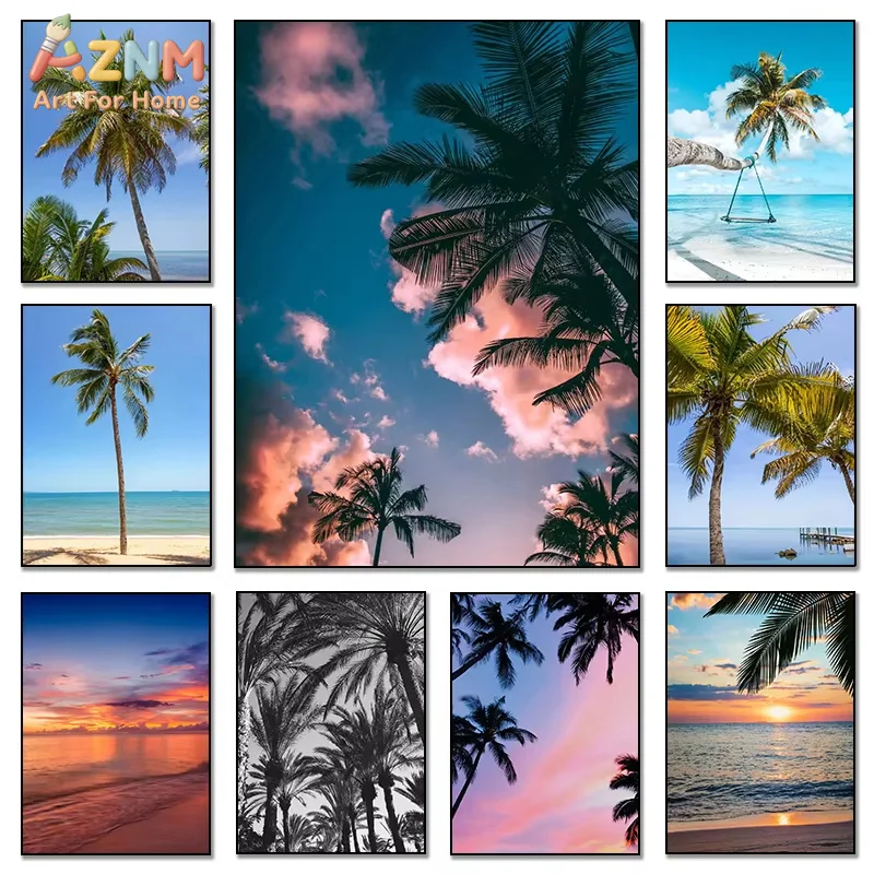 1PC Nordic Seascape Poster Modern Bule Sky Sea Beach Ocean View Canvas Painting Print Wall Art for Living Room Home Decor