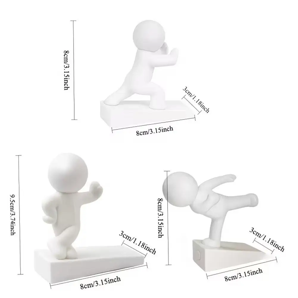 White Humanoid Door Stopper Cartoon Decor Door Stop Non-slip No Drilling Door Stopper Anti Collision Action Figure Door Bumper - view 6