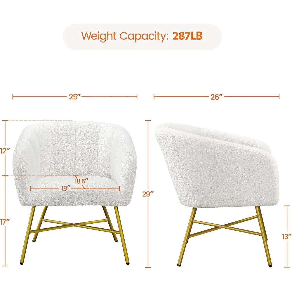 Barrel Chair, Modern Living Room Chair with Metal Legs and Soft Padded, Comfy Side Chair for Bedroom/Office