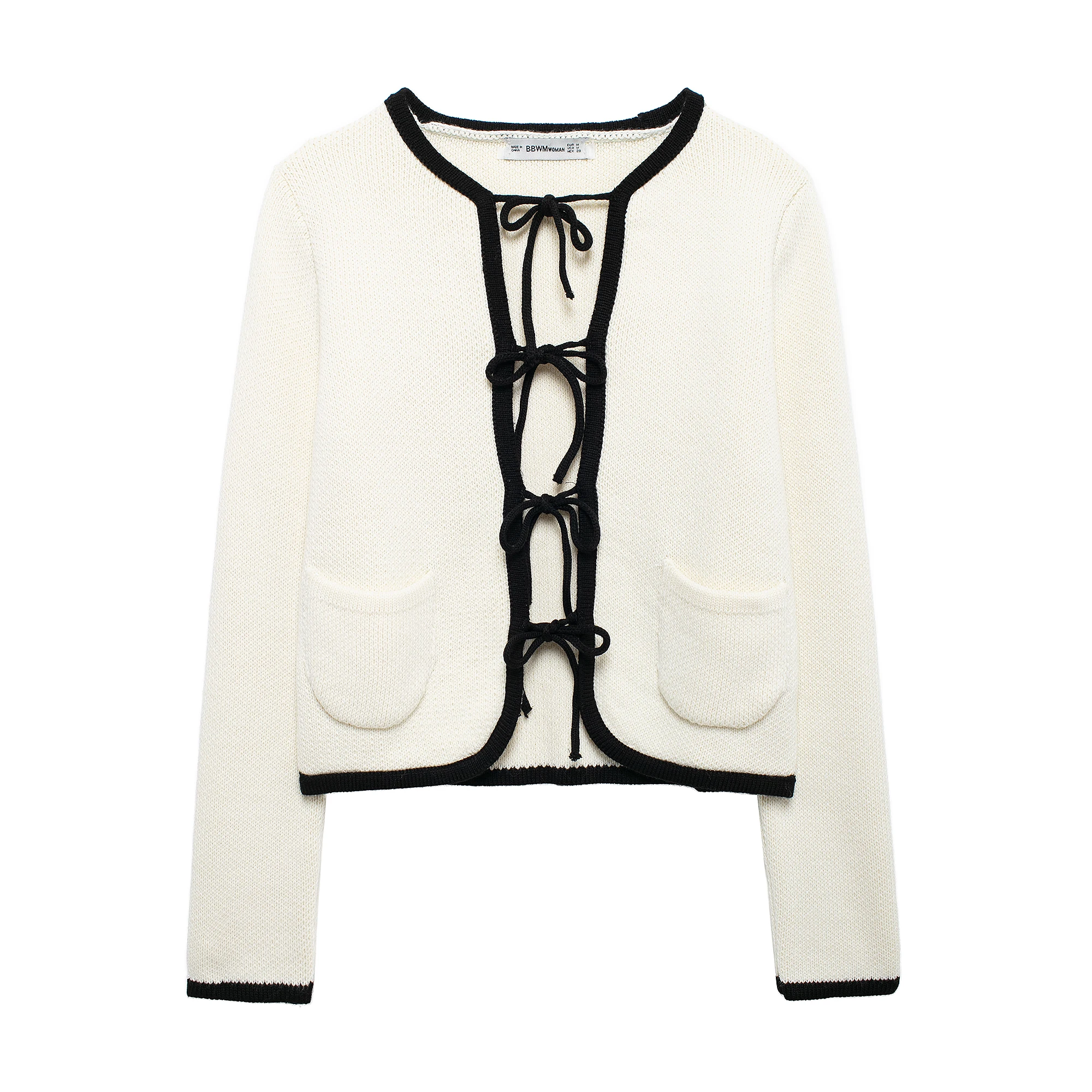 

ZAR Faionable Knitted Open Cardigan Women's Street Sle Long Sve round Ne Polyester Blend Color Blo Design