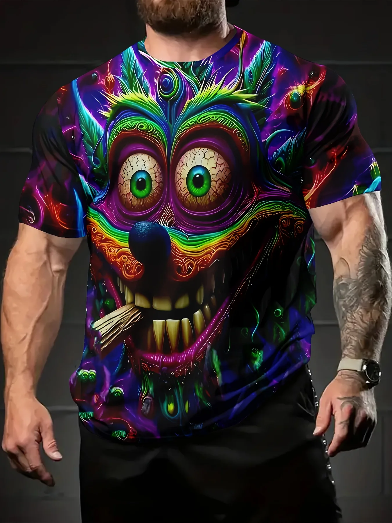 Men's Short Sleeve Tee 3d Spoof Print Tops Crew Neck T-Shirts Summer Oversized T-Shirt Hip Hop T-Shirts For Men Funny T-Shirt