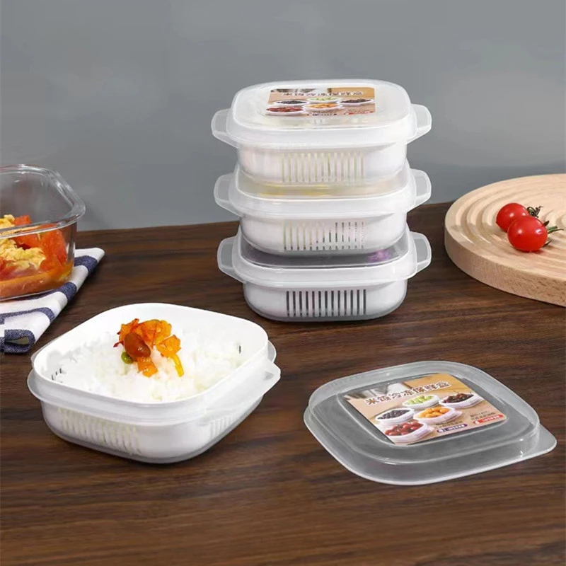 Food Grade Plastic Food Storage Box Rice Portioning Freezer Box Microwaveable Vegetable And Fruit Storage Box Small Lunch Table