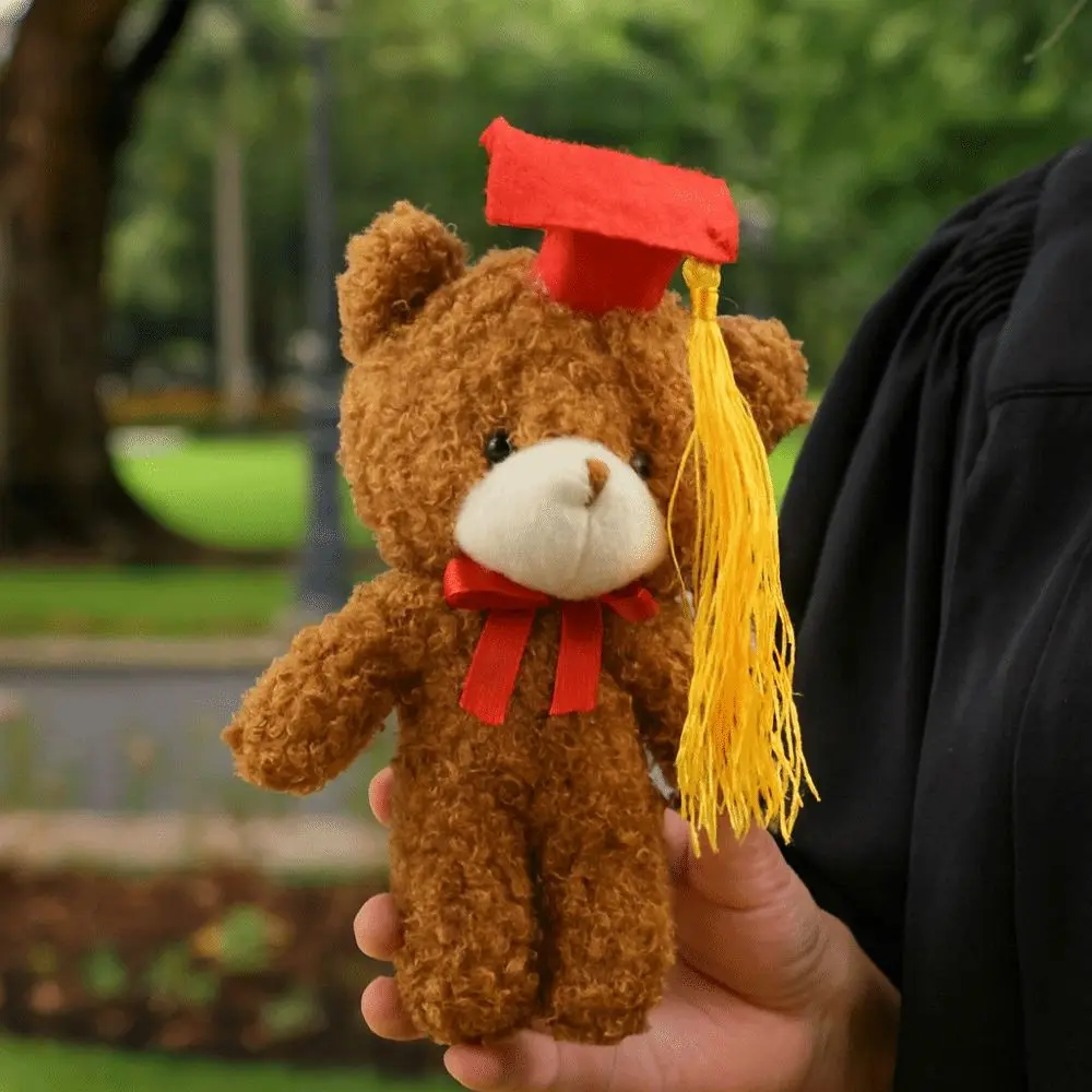 พวงกุญแจตุ๊กตาหมีน่ารักสำหรับนักเรียน ขนาด 14 ซม. ของขวัญรับปริญญา ตุ๊กตาหมีนุ่มๆ ของเล่นตุ๊กตาหมีนุ่มๆ สำหรับแขวน