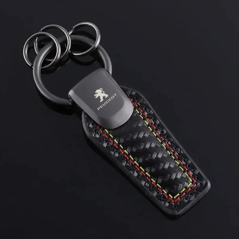 Carbon Fiber Keychain Key Rings Pendant for Peugeot 106 207 208 301 306 307 308 407 408 508 2008 3008 4008 5008 Auto Keyrings