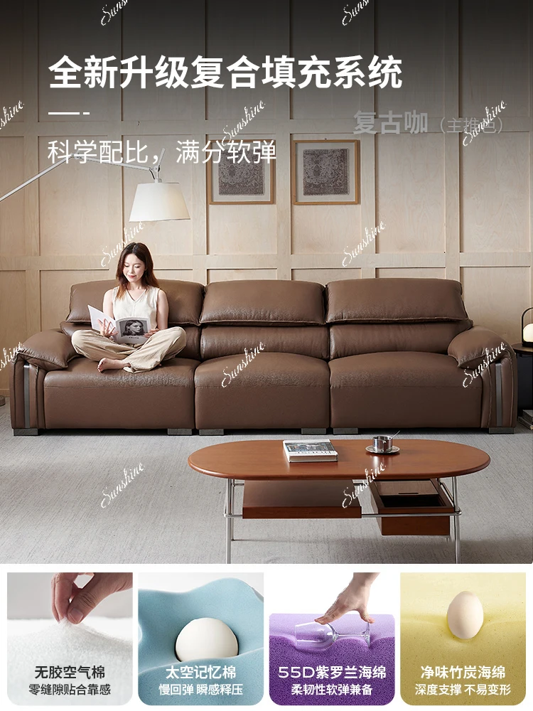 Italian minimalist, modern minimalist home retro style adjustable cloud down leather sofa