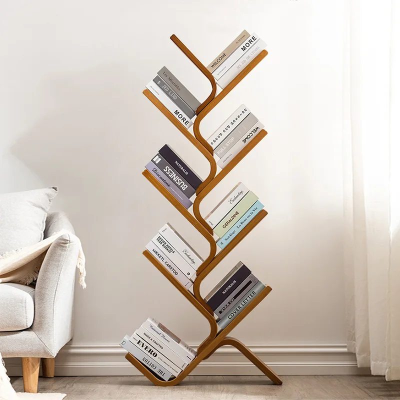 Multi-layer Nanzhu tree-shaped vertical shelf study children's reading rack