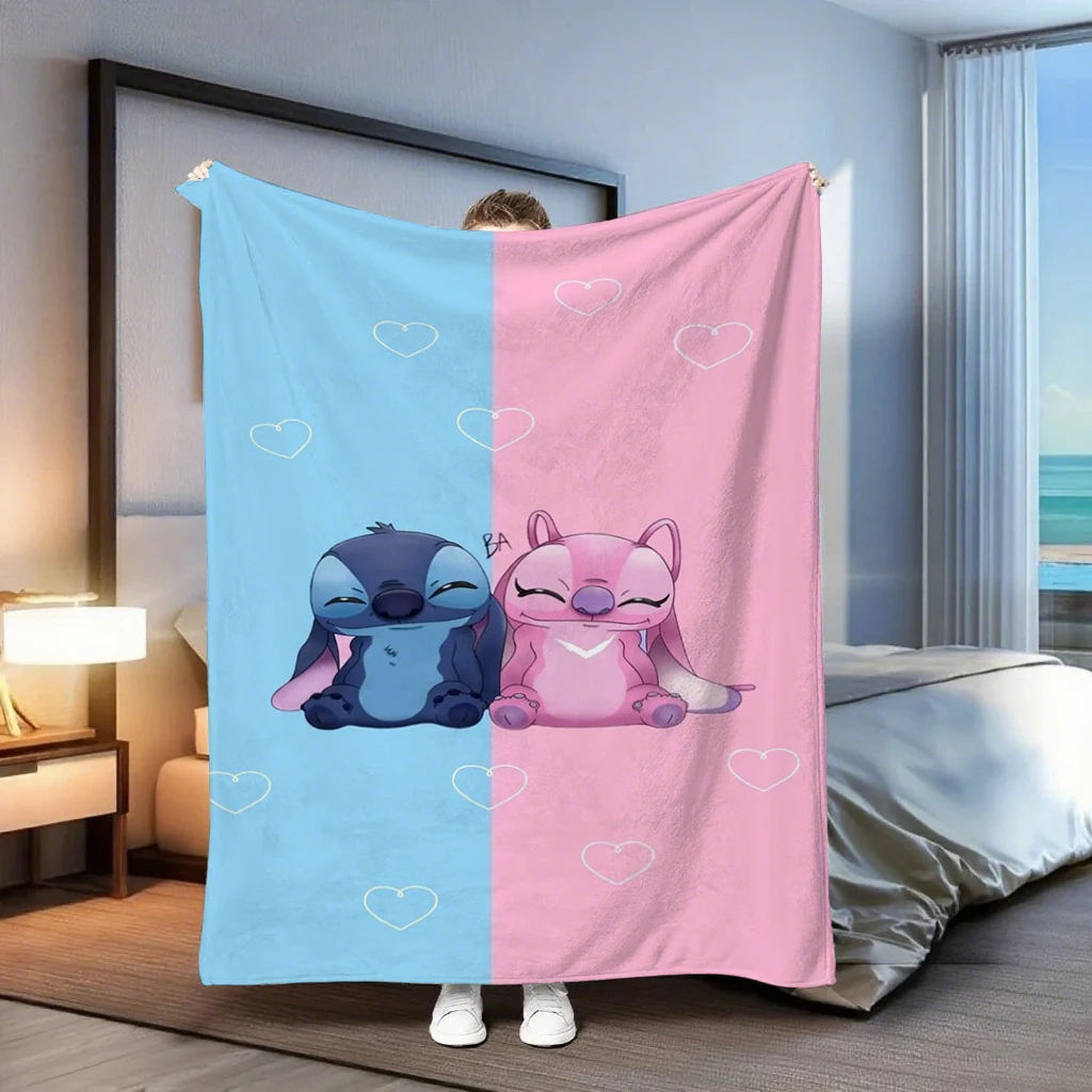 

Удобное одеяло Cute Stitch для пары. Многоцелевое одеяло, подходящее для офиса, гостиной, спальни, кемпинга и путешествий.