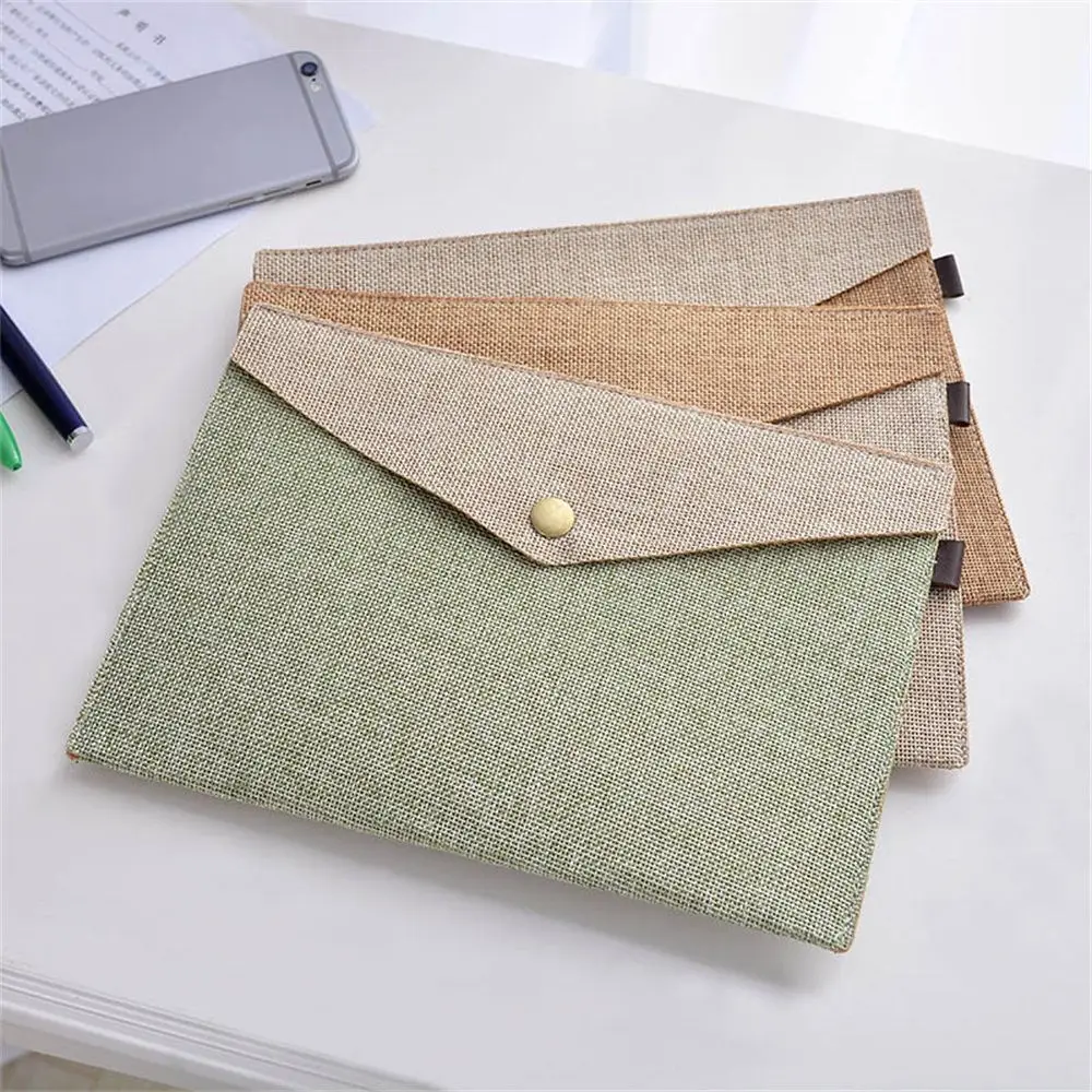 

A4/A5 Large Capacity Imitation Linen Canvas Home School Work Office File Envelopes File Bags File Folders Folders Organizers