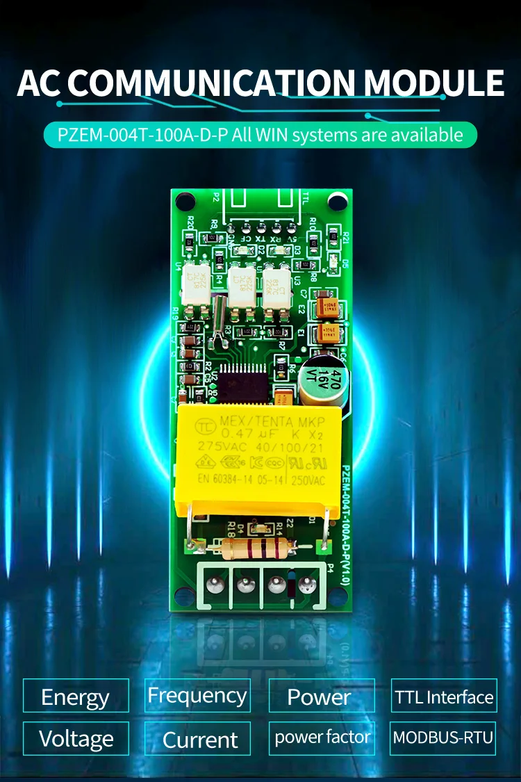 PZEM-004T-D-P Energie Leistungs messer Watt meter 220V Strom verbrauchs messer Spannungs strom Voltmeter ttl Modbus PCB nur – Detail 2