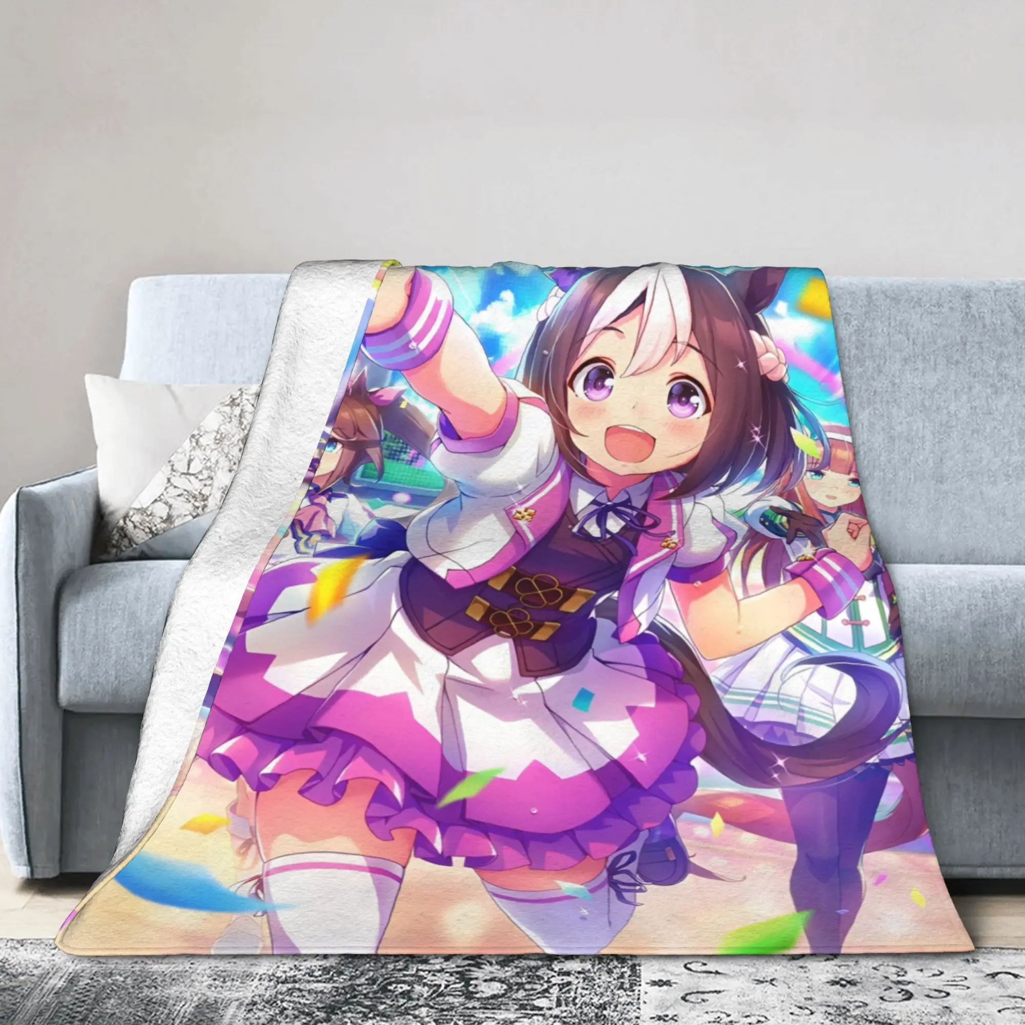 Novelty Design Uma Musume anime cartoon  Blanket Soft Fleece  Comfortable Throw Blankets Machine Washable