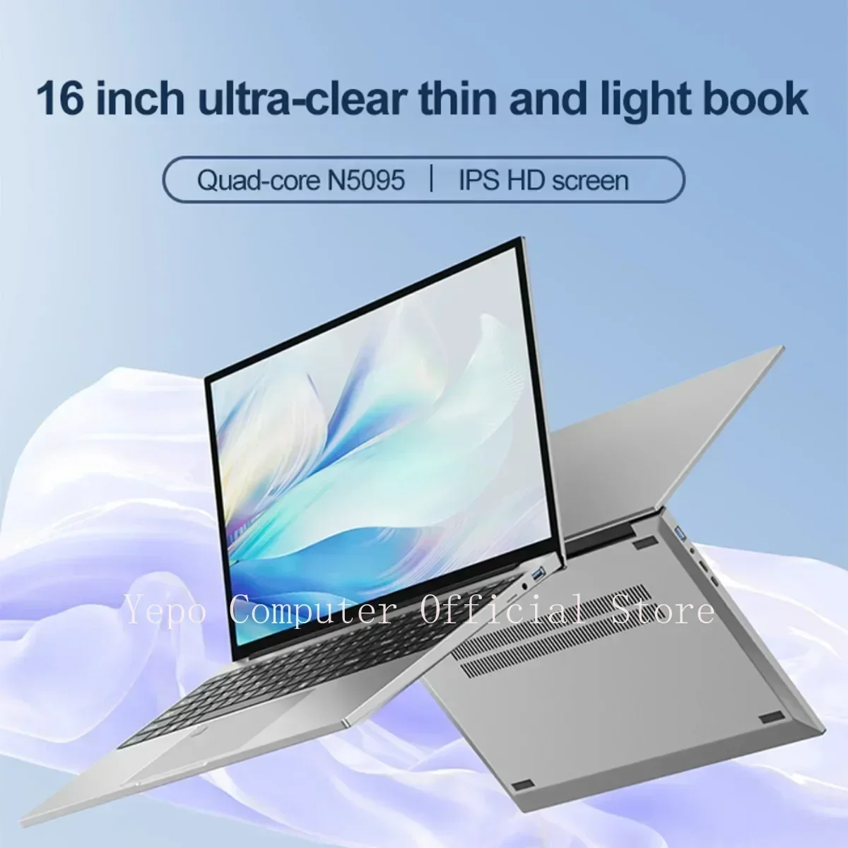 2025 new laptop Intel N5095 Windows 11 Pro 16 inch 2K HD screen 16G RAM 2TB SSD DDR4 WIFI5  Business Office Lightweight Computer