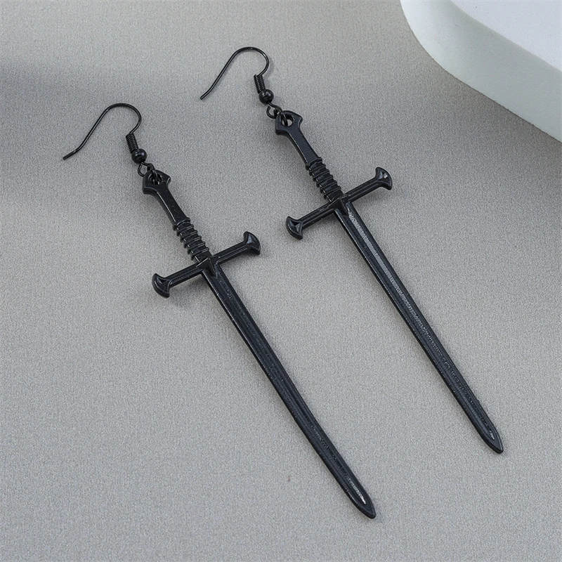 Punk Gothic Übertriebene Lange Metall Kreuz Tropfen Ohrringe für Frauen Mädchen Party Urlaub Schmuck Zubehör – Detail 5