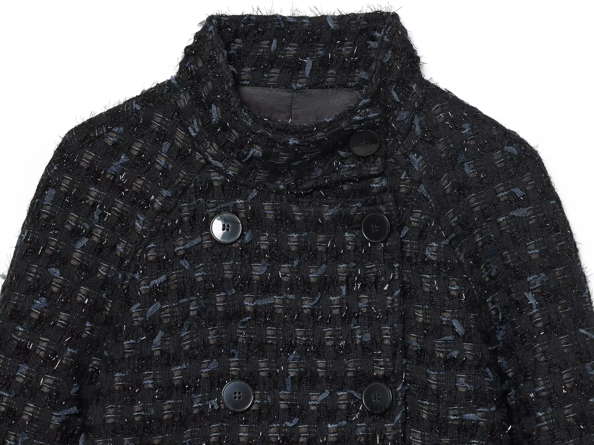 BSAY メタルカラーライン構造ダブルブレストジャケット女性のためのファッション冬の新しい長袖ショートコートシックなレディーストップス