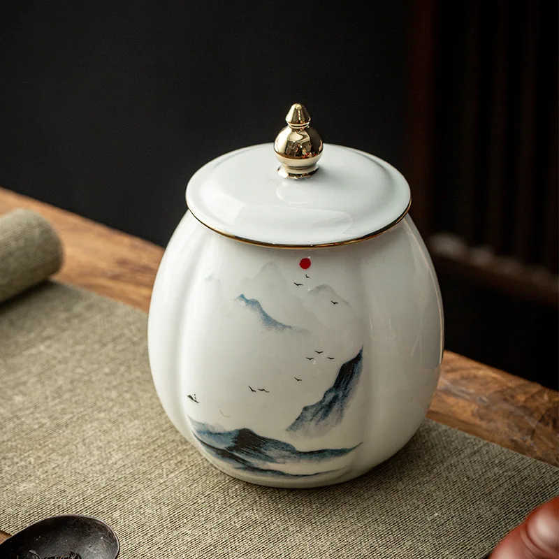 Japanese-style Gold-plated Enamel Jar Storage Sealed Candy Grain Coffee Ceramic Nut Crafts Home Decoration