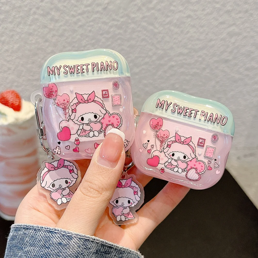 Casing Earphone My Melody Domba Merah Muda Mewah untuk Apple Airpods Pro 3 4 Pro 2 Headset Bluetooth Nirkabel Sampul Silikon