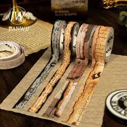 JIANWU 4 Rolls Former Book Pavilion Series Vintage Material Collage Landscaping Tape Set Creative DIY Journal Stationery