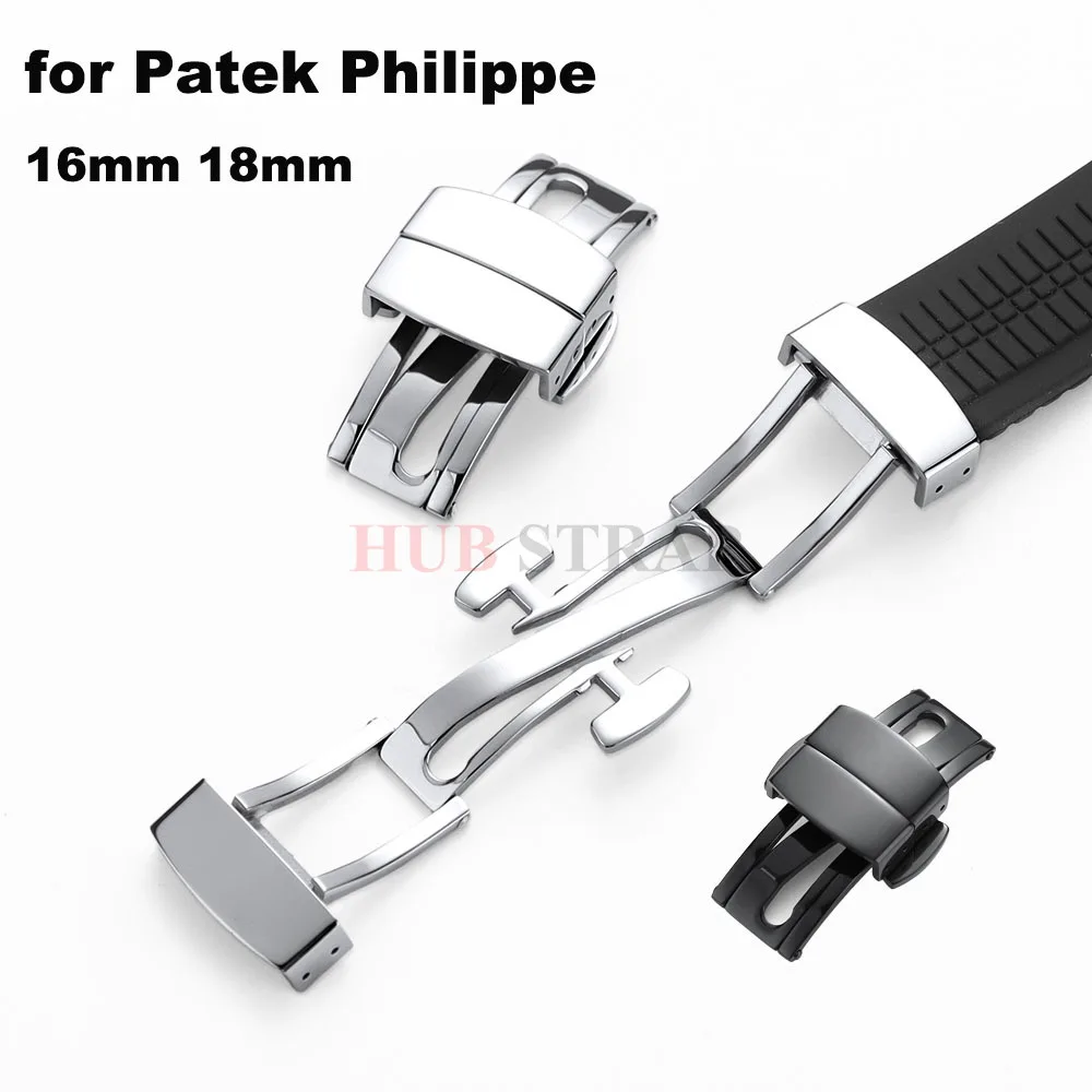 16mm 18mm Width Folding Buckle for Patek Philippe 5164A 5167A 5168A  Aquanaut Series for Silicone Rubber Watch Strap Watch Clasp