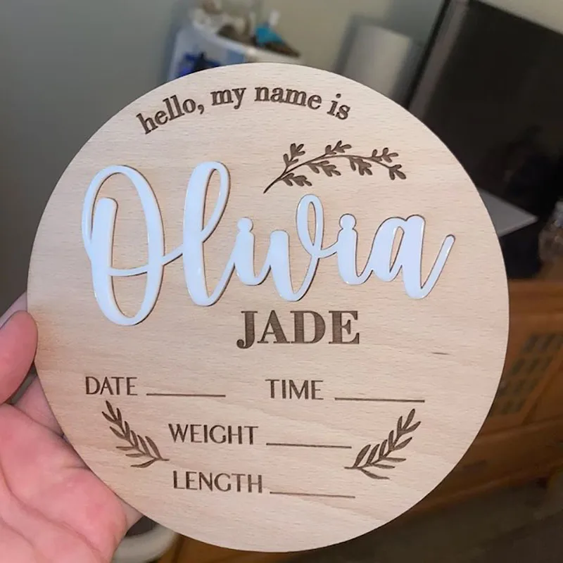 Personalized Baby Name Announcement Sign Custom 3D Wood Baby Name Plaque Newborn Gift Idea Nursery Decoration Baby Arrival