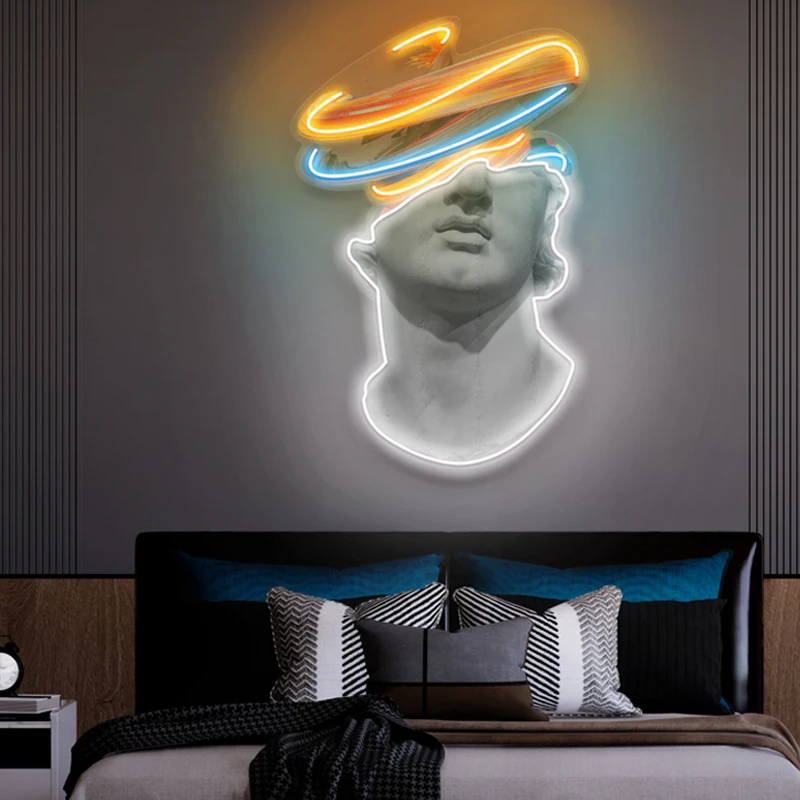 Imagem -04 - Sinal de Luz de Neon de Arte Personalizado Sinais de Led Decoração de Parede Estética Estátua de David Art Ilumine o Seu Espaço
