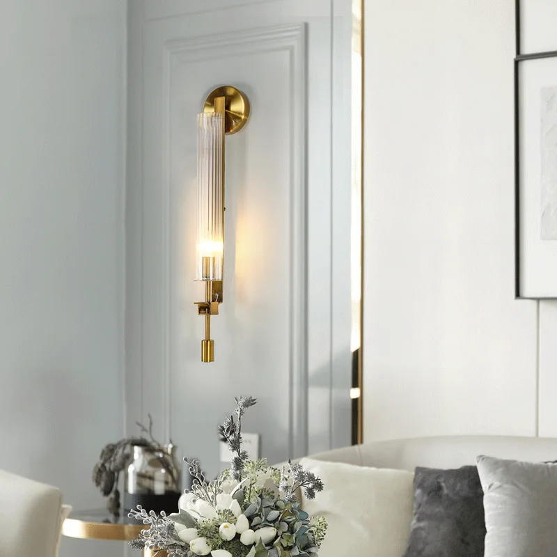 

Nordic Wall Light Luxury Modern Villa Wall Lamp For Living Room Porch Bedroom Decoration Bedside Indoor Copper Stair Light