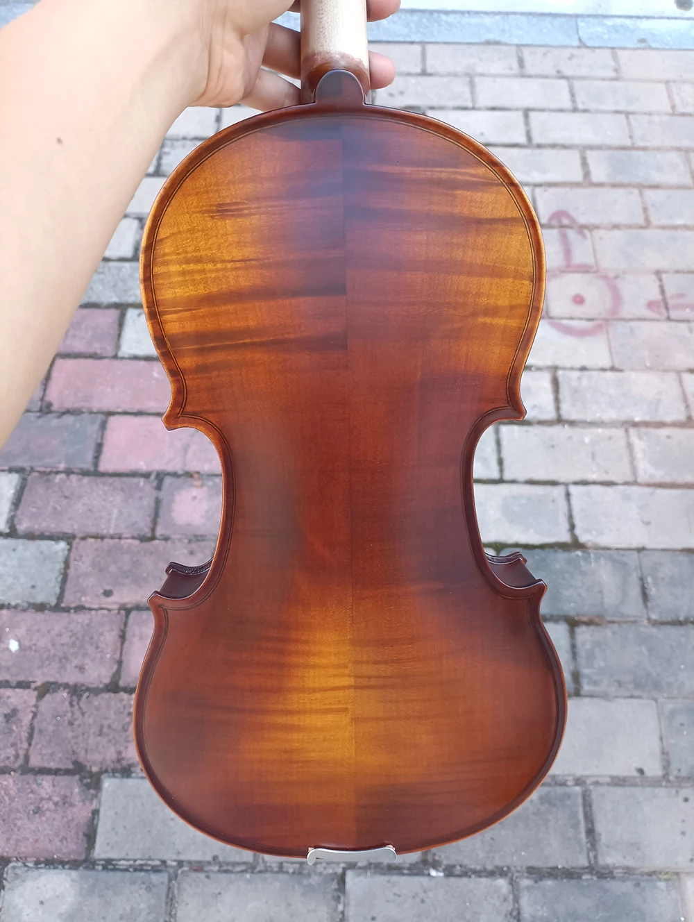 

Матовая скрипка с натуральным тигровым узором, кленовый кофе, 4/4, твердая скрипка в стиле ретро, профессиональная скрипка для начинающих с футляром