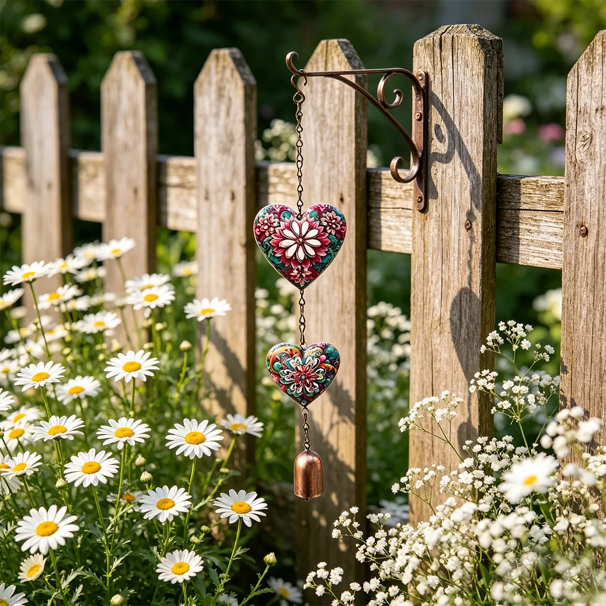 1Pc Colorful Heart-Shaped Wind Chime, Metal Wind Chime—Produces a Soothing and Tranquil Sound, Suitable for Gardens, Patios, Windowsills or Indoor Decoration, Bohemian Style—An Ideal Gift for Gardening Enthusiasts and a Decoration for Multiple Holidays