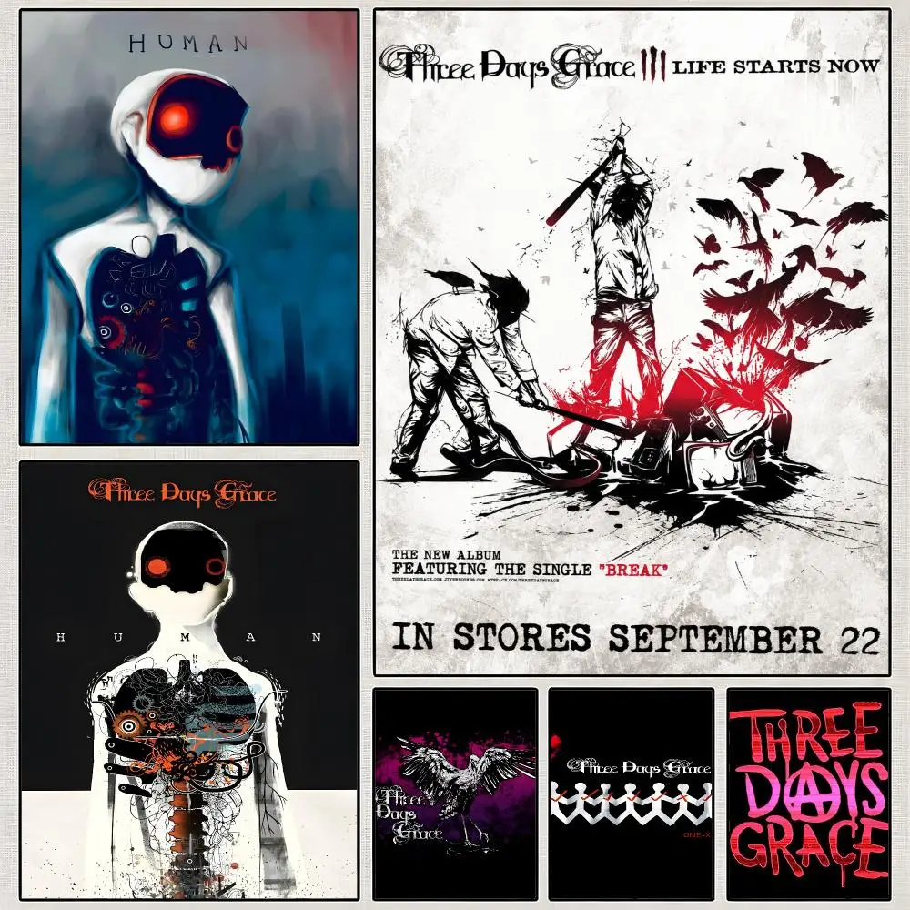 Band Three Days Grace One X Poster PP Wall Art Print Removable Water-Resistant Home Decor For Bedroom Apartment Gift