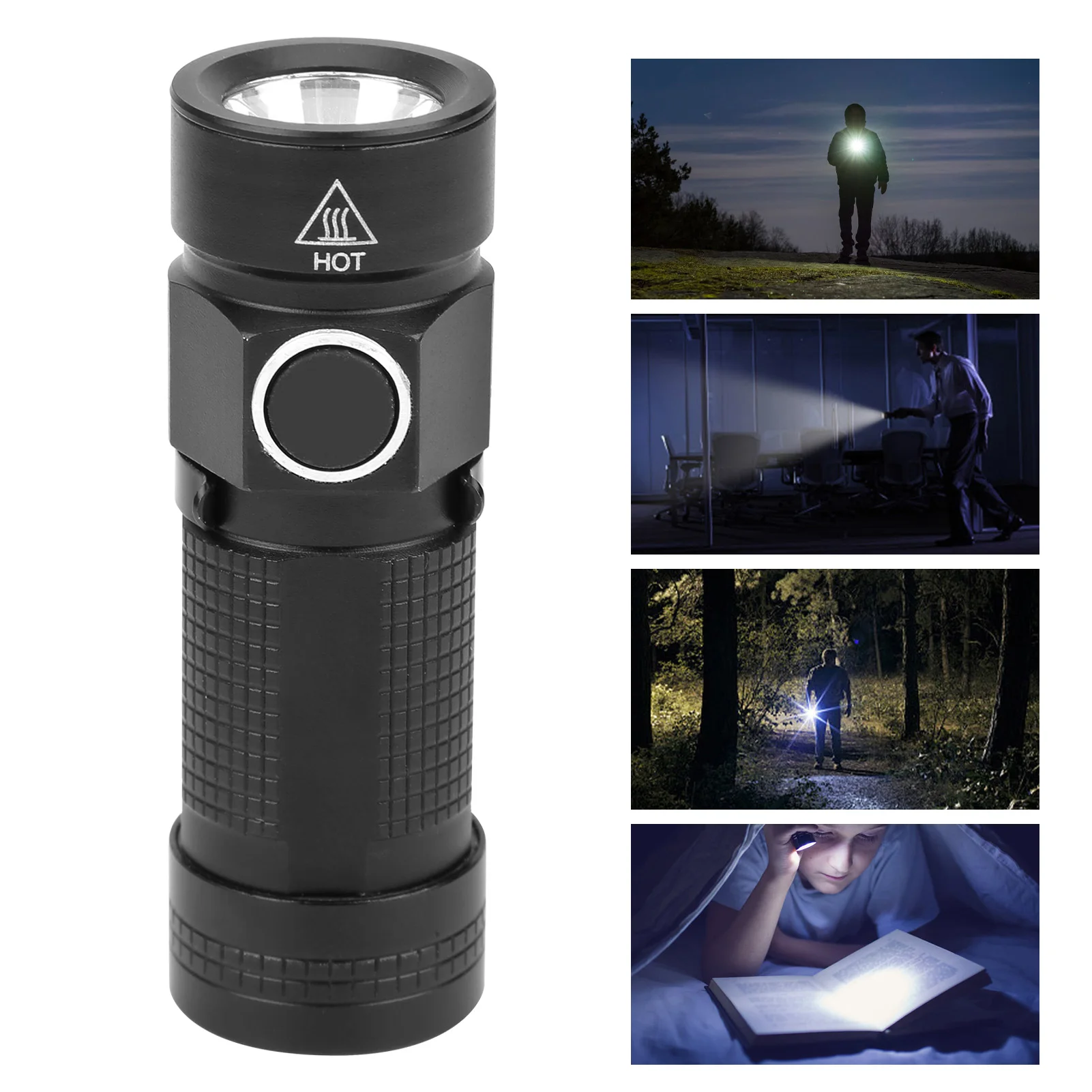 Portable Mini Pocket LED USB Flashlight Waterproof White Light Ultra Small Torch For Walking Camping Hiking Outdoor Activities