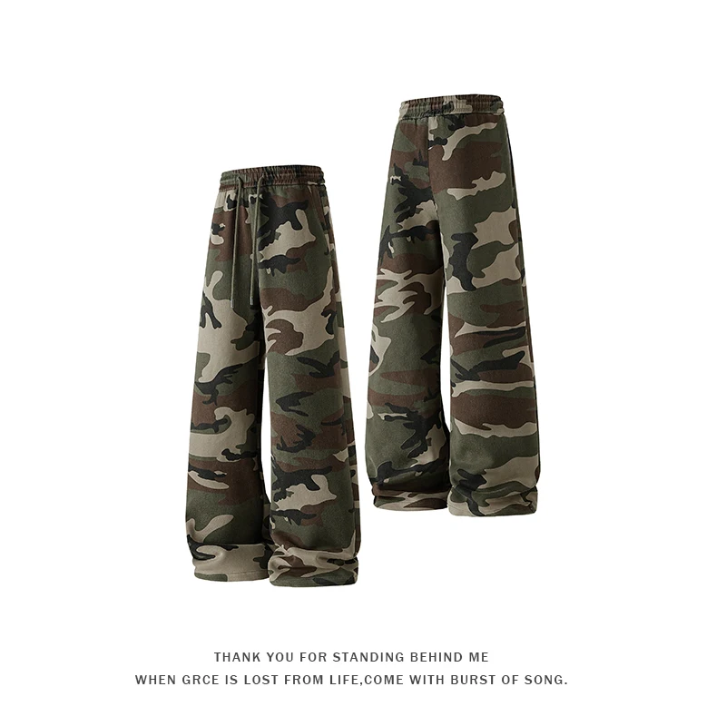 

Мужские камуфляжные свободные брюки для бега, уличная одежда в стиле хип-хоп, повседневные мешковатые удобные мужские брюки с завязками на талии
