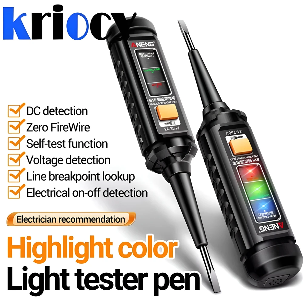 ANENG B15 Induction Teste Pen Highlight Color Light Professional AC Voltage Detection Electrician Screwdriver Testing Tools