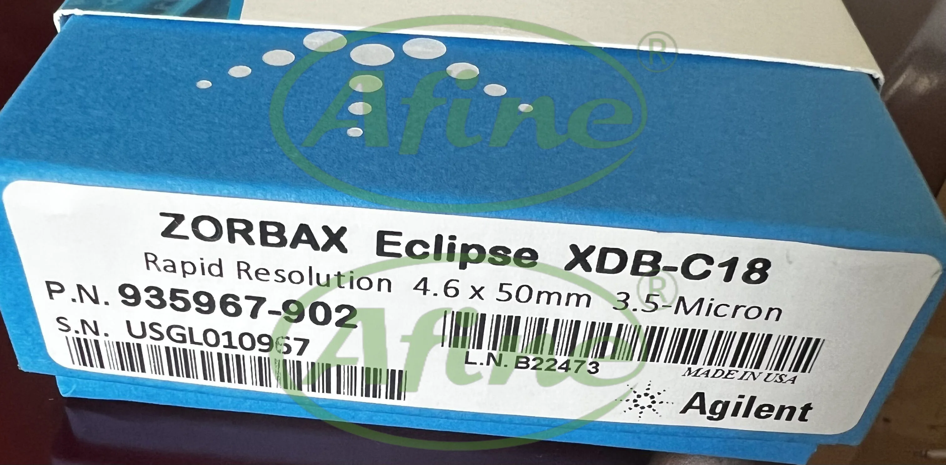 AFINE Agilent 935967-902 ZORBAX RR Eclipse XDB-C18 Column, 4.6 x 50 mm, 3.5 µm