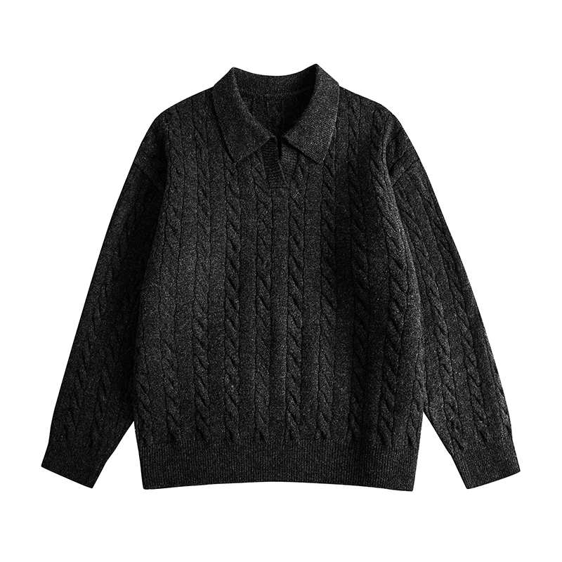 

New Autumn and Winter Knitted Pullovers Sweater Men's Loose Cardigan Top High-quality Sweaters Black Gray High Quality Sweaters