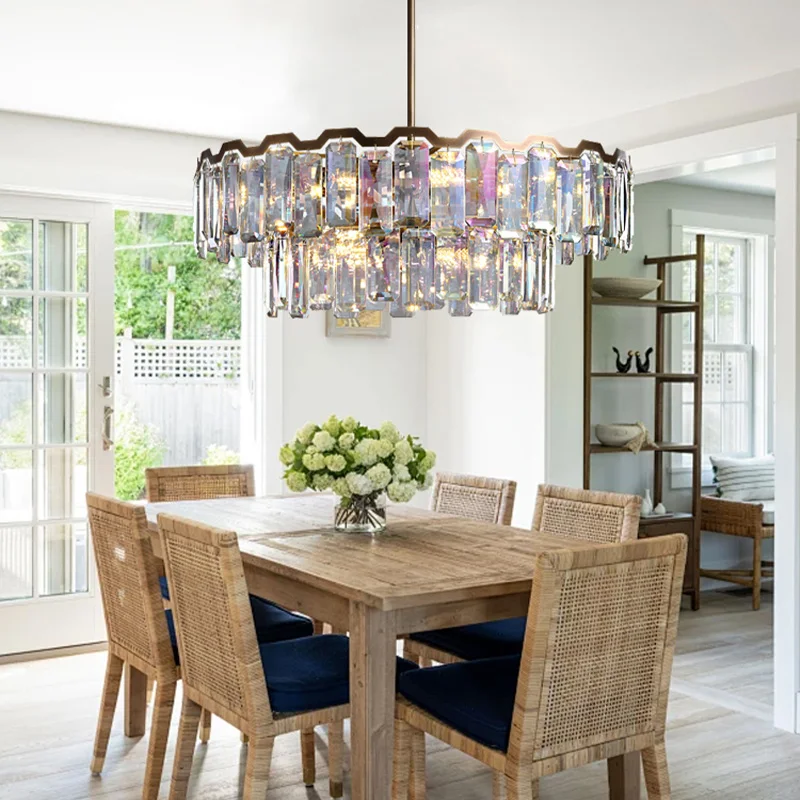 

American hardware crystal dining room chandelier with gold lustre Dimmable Suitable for bar decoration, LED lighting Lamps