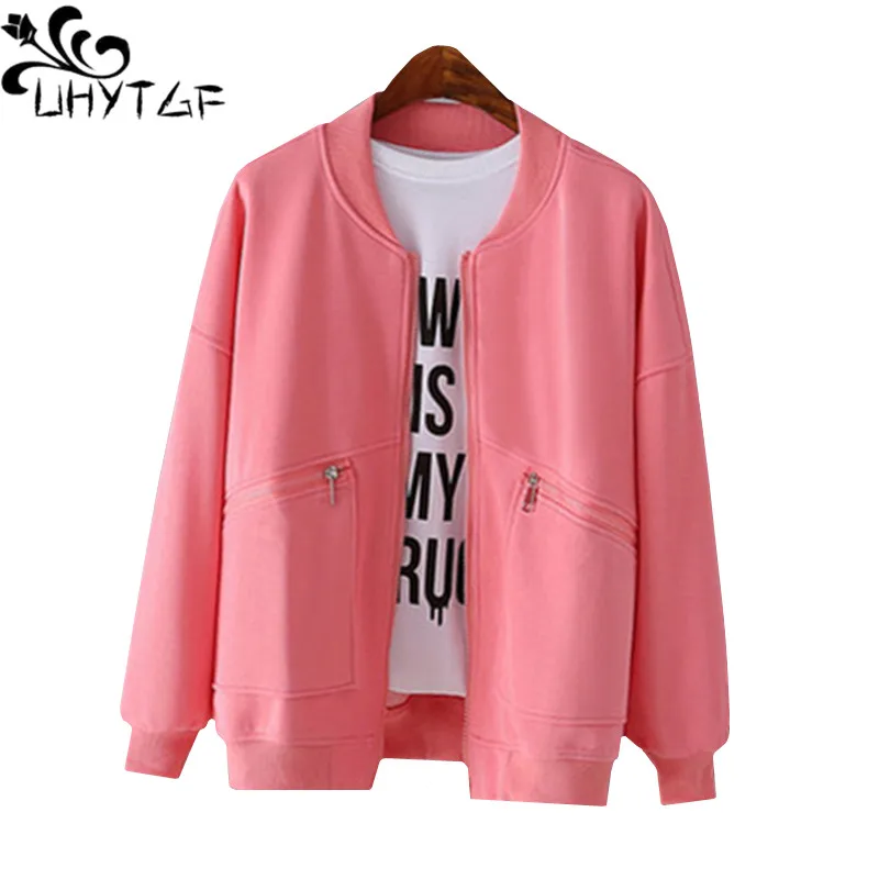 

UHYTGF Hoodie Jacket Women's Fashion Zipper Cardigan Spring Autumn Coat Female Casual Student Sweatshirts Short Tops Ladies 2090