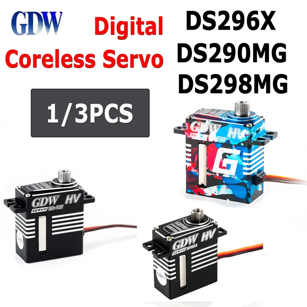 Hot GDW HV Coreless Servo DS290MG/DS296X/DS298MG 9.1KG High Torque Gear For RC 30E Fixed Wing Turbojet Glider Drone 1/3PCS