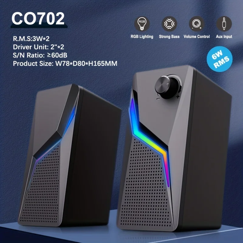 Computer Gaming Speakers PC Sound Box HIFI Stereo Microphone USB Wired With LED RGB Lighting Strong Bass 2.0 Loudspeaker